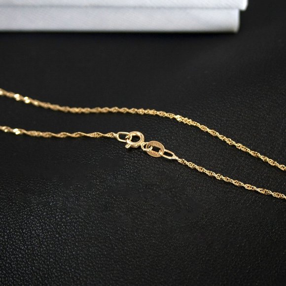 14K Real Solid Yellow Gold Singapore Rope Chain Fine Gold Necklace Stamped 14K - Picture 1 of 3